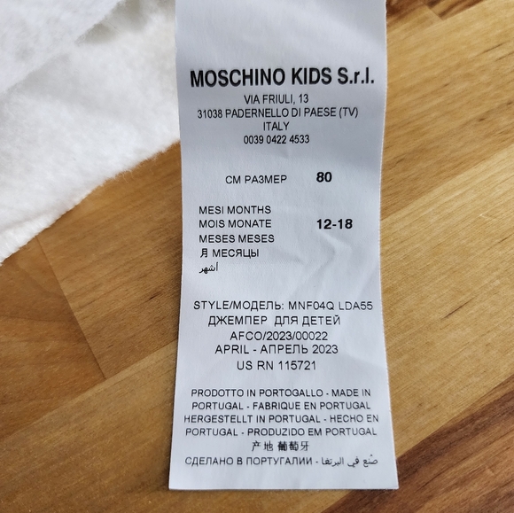 Moschino Baby Sweatshirt White Bear 12-18 months - Picture 12 of 15